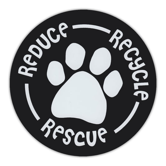 Reduce, Recycle, Rescue, 4.75" Diameter Round Magnet