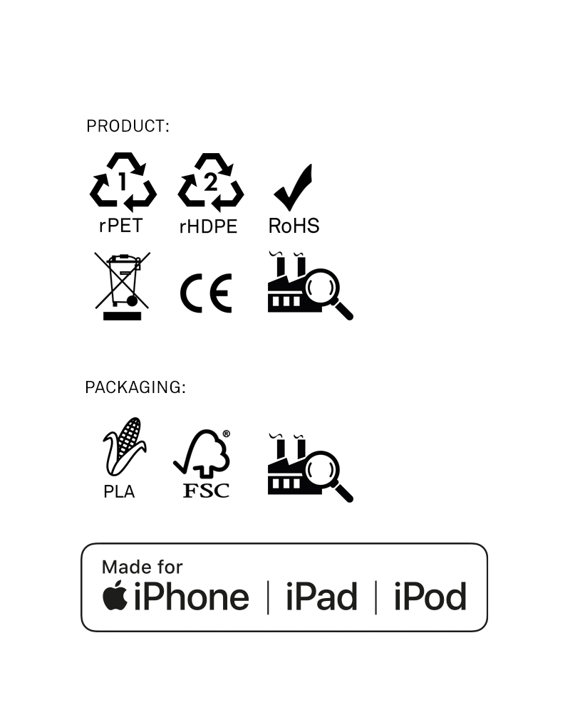 Spiral iPhone Lightning cable · 2 meter · Made of recycled fishing